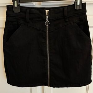 SO Black Denim Skirt with Front Zipper size 7/28